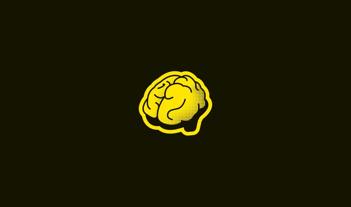 Yubo emoji brain on black backdrop 
